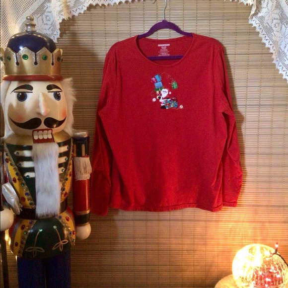 🎄CHRISTMAS holiday Santa appliqué festive top - Picture 5 of 15